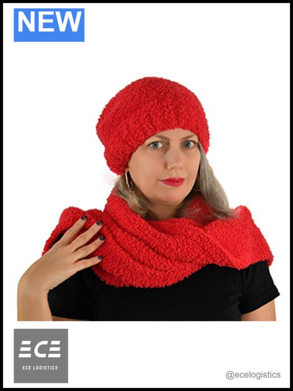 Slouchy Knit Beanie and Scarf Set 100% Polyester Microfiber Winter Gear